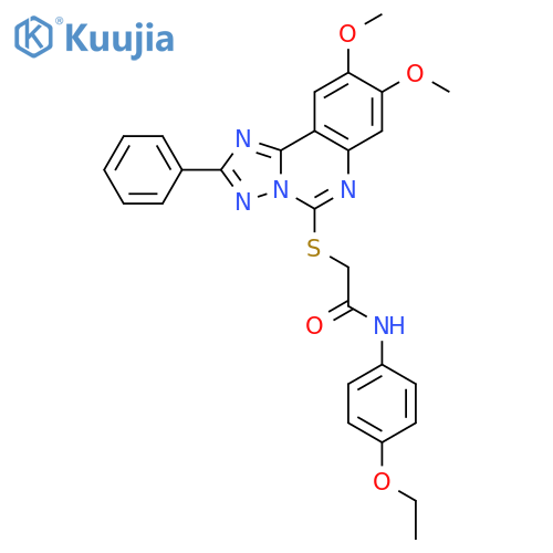 2-({8,9-dimethoxy-2-phenyl-1,2,4triazolo1,5-cquinazolin-5-yl}sulfanyl)-N-(4-ethoxyphenyl)acetamide structure
