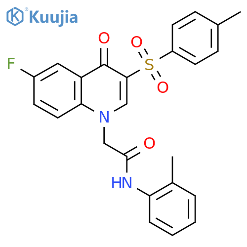 2-6-fluoro-3-(4-methylbenzenesulfonyl)-4-oxo-1,4-dihydroquinolin-1-yl-N-(2-methylphenyl)acetamide structure