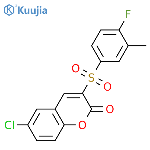 6-chloro-3-(4-fluoro-3-methylbenzenesulfonyl)-2H-chromen-2-one structure