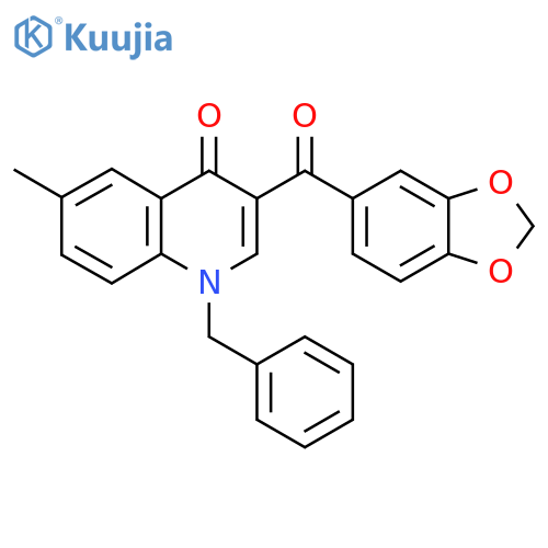 3-(2H-1,3-benzodioxole-5-carbonyl)-1-benzyl-6-methyl-1,4-dihydroquinolin-4-one structure