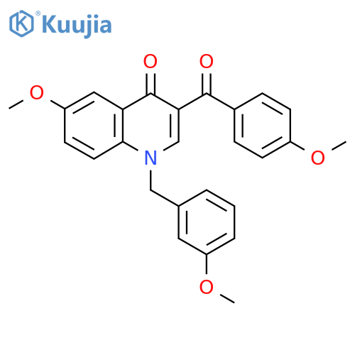 6-methoxy-3-(4-methoxybenzoyl)-1-(3-methoxyphenyl)methyl-1,4-dihydroquinolin-4-one structure