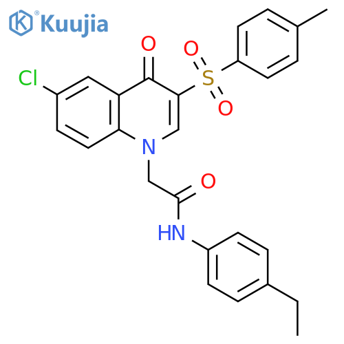 2-6-chloro-3-(4-methylbenzenesulfonyl)-4-oxo-1,4-dihydroquinolin-1-yl-N-(4-ethylphenyl)acetamide structure