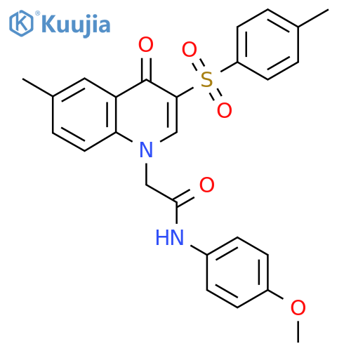 N-(4-methoxyphenyl)-2-6-methyl-3-(4-methylbenzenesulfonyl)-4-oxo-1,4-dihydroquinolin-1-ylacetamide structure