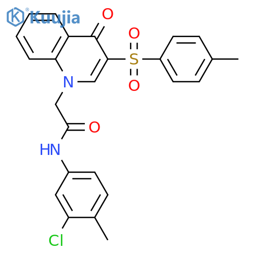 N-(3-chloro-4-methylphenyl)-2-3-(4-methylbenzenesulfonyl)-4-oxo-1,4-dihydroquinolin-1-ylacetamide structure