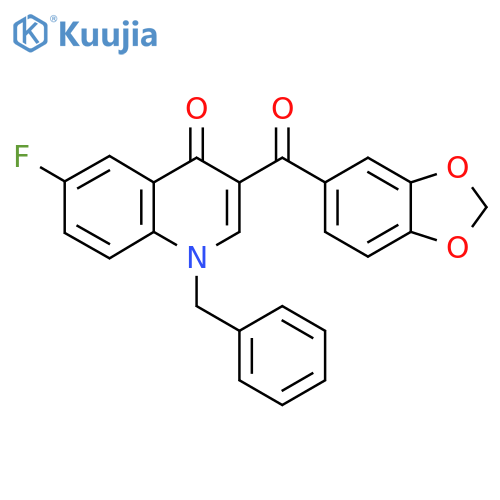 3-(2H-1,3-benzodioxole-5-carbonyl)-1-benzyl-6-fluoro-1,4-dihydroquinolin-4-one structure