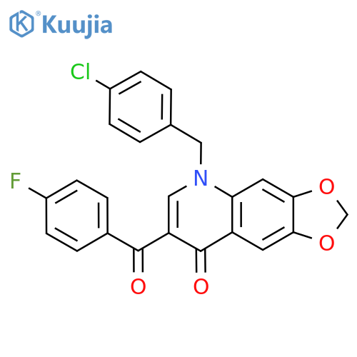 5-(4-chlorophenyl)methyl-7-(4-fluorobenzoyl)-2H,5H,8H-1,3dioxolo4,5-gquinolin-8-one structure