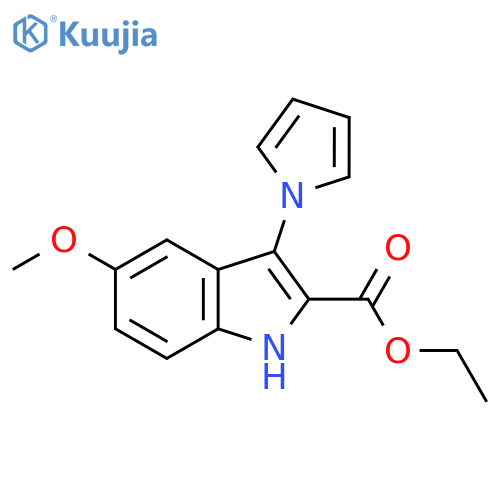 Ethyl 5-methoxy-3-(1H-pyrrol-1-yl)-1H-indole-2-carboxylate structure