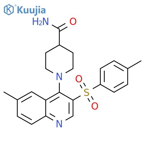 1-6-methyl-3-(4-methylbenzenesulfonyl)quinolin-4-ylpiperidine-4-carboxamide structure