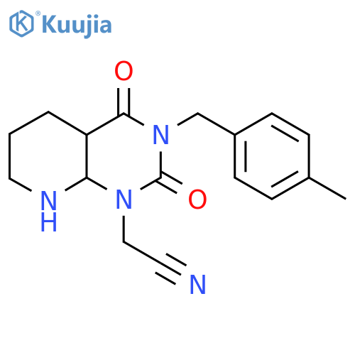 2-{3-(4-methylphenyl)methyl-2,4-dioxo-1H,2H,3H,4H-pyrido2,3-dpyrimidin-1-yl}acetonitrile structure