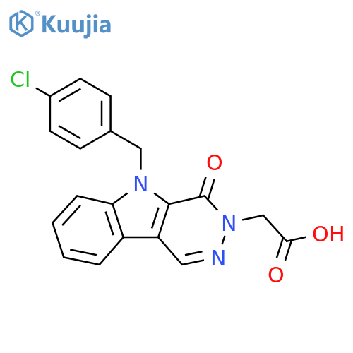 2-[5-[(4-Chlorophenyl)methyl]-4-oxopyridazino[4,5-b]indol-3-yl]acetic acid structure