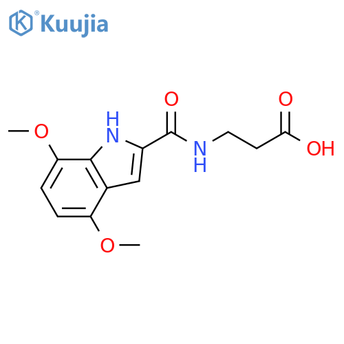 3-(4,7-dimethoxy-1H-indole-2-carboxamido)propanoic acid structure