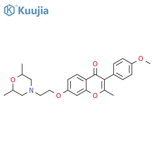 7-2-(2,6-dimethylmorpholin-4-yl)ethoxy-3-(4-methoxyphenyl)-2-methyl-4H-chromen-4-one structure