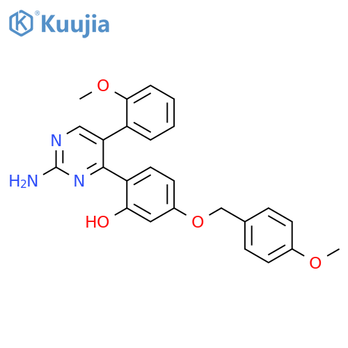 2-2-amino-5-(2-methoxyphenyl)pyrimidin-4-yl-5-(4-methoxyphenyl)methoxyphenol structure