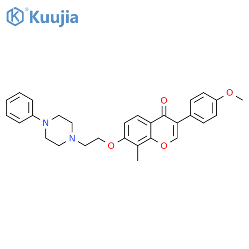 3-(4-methoxyphenyl)-8-methyl-7-2-(4-phenylpiperazin-1-yl)ethoxy-4H-chromen-4-one structure