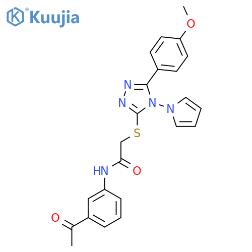 N-(3-acetylphenyl)-2-{5-(4-methoxyphenyl)-4-(1H-pyrrol-1-yl)-4H-1,2,4-triazol-3-ylsulfanyl}acetamide structure