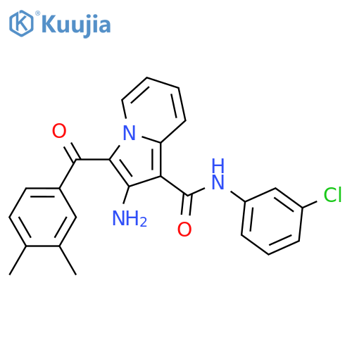 2-amino-N-(3-chlorophenyl)-3-(3,4-dimethylbenzoyl)indolizine-1-carboxamide structure
