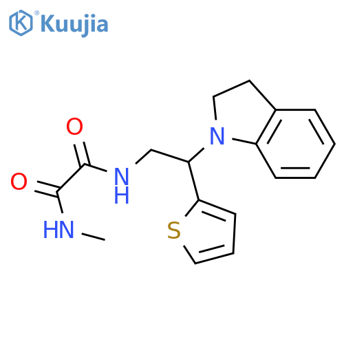 N'-2-(2,3-dihydro-1H-indol-1-yl)-2-(thiophen-2-yl)ethyl-N-methylethanediamide structure