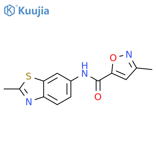 3-methyl-N-(2-methyl-1,3-benzothiazol-6-yl)-1,2-oxazole-5-carboxamide structure