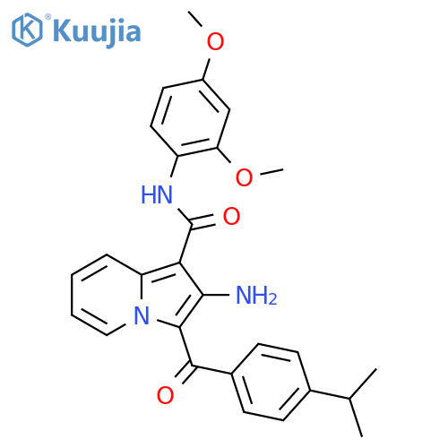 2-amino-N-(2,4-dimethoxyphenyl)-3-4-(propan-2-yl)benzoylindolizine-1-carboxamide structure