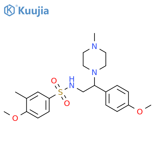 4-methoxy-N-2-(4-methoxyphenyl)-2-(4-methylpiperazin-1-yl)ethyl-3-methylbenzene-1-sulfonamide structure