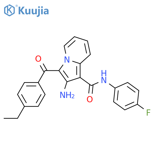 2-amino-3-(4-ethylbenzoyl)-N-(4-fluorophenyl)indolizine-1-carboxamide structure