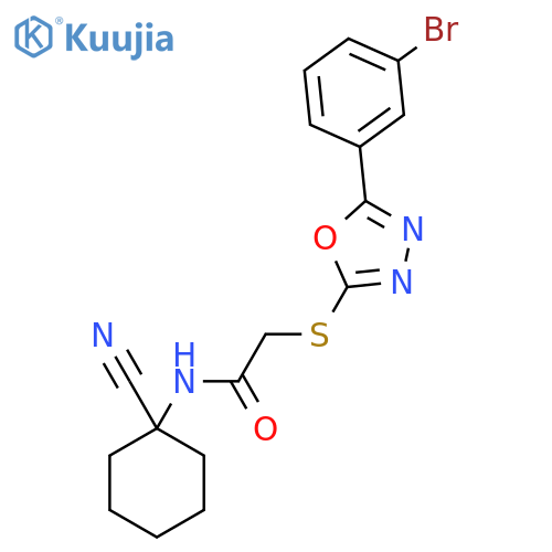 2-{[5-(3-bromophenyl)-1,3,4-oxadiazol-2-yl]sulfanyl}-N-(1-cyanocyclohexyl)acetamide structure