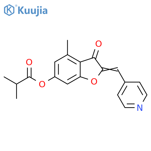 (2Z)-4-methyl-3-oxo-2-(pyridin-4-yl)methylidene-2,3-dihydro-1-benzofuran-6-yl 2-methylpropanoate structure