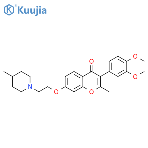 3-(3,4-dimethoxyphenyl)-2-methyl-7-2-(4-methylpiperidin-1-yl)ethoxy-4H-chromen-4-one structure