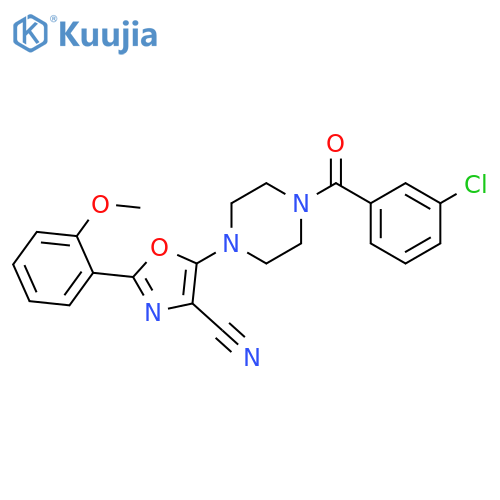 5-4-(3-chlorobenzoyl)piperazin-1-yl-2-(2-methoxyphenyl)-1,3-oxazole-4-carbonitrile structure