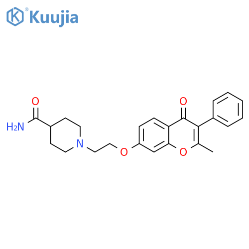 1-{2-(2-methyl-4-oxo-3-phenyl-4H-chromen-7-yl)oxyethyl}piperidine-4-carboxamide structure