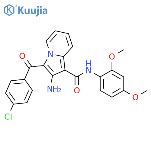 2-amino-3-(4-chlorobenzoyl)-N-(2,4-dimethoxyphenyl)indolizine-1-carboxamide structure