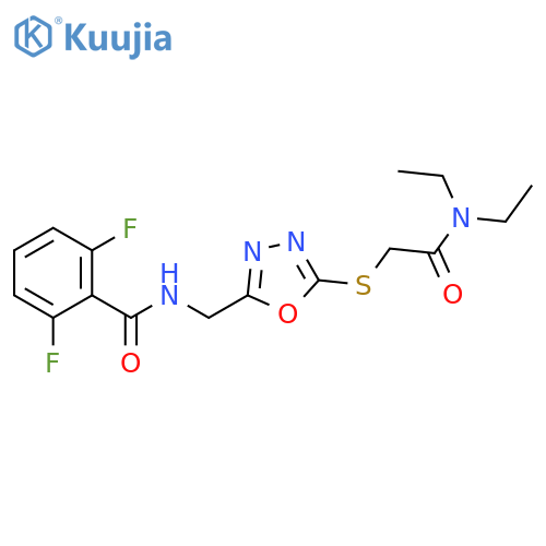 N-(5-{(diethylcarbamoyl)methylsulfanyl}-1,3,4-oxadiazol-2-yl)methyl-2,6-difluorobenzamide structure