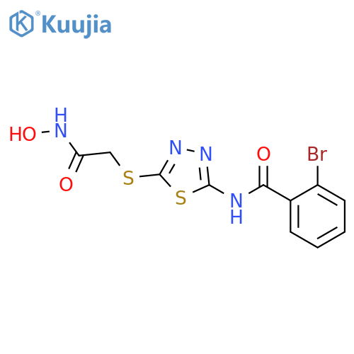 2-bromo-N-(5-{(hydroxycarbamoyl)methylsulfanyl}-1,3,4-thiadiazol-2-yl)benzamide structure