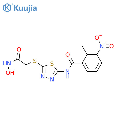 N-(5-{(hydroxycarbamoyl)methylsulfanyl}-1,3,4-thiadiazol-2-yl)-2-methyl-3-nitrobenzamide structure