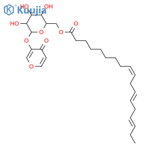 3-Hydroxy-4H-pyran-4-one; O-[9Z,12Z,15Z-Octadecatrienoyl-(→6)-β-D-glucopyranoside] structure