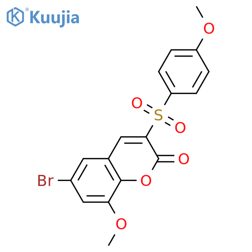 6-bromo-8-methoxy-3-(4-methoxybenzenesulfonyl)-2H-chromen-2-one structure