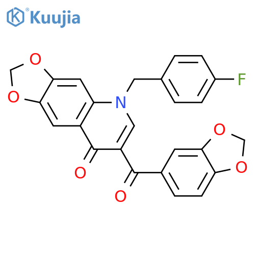 7-(2H-1,3-benzodioxole-5-carbonyl)-5-(4-fluorophenyl)methyl-2H,5H,8H-1,3dioxolo4,5-gquinolin-8-one structure