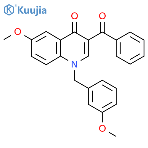 3-benzoyl-6-methoxy-1-(3-methoxyphenyl)methyl-1,4-dihydroquinolin-4-one structure