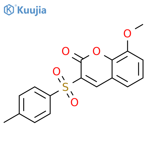 2H-1-Benzopyran-2-one, 8-methoxy-3-[(4-methylphenyl)sulfonyl]- structure