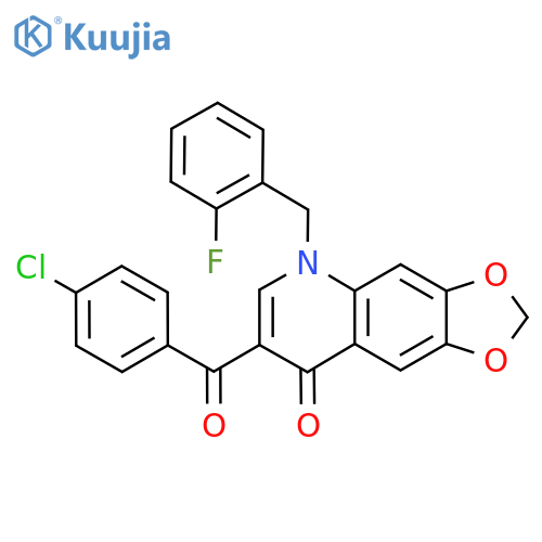 7-(4-chlorobenzoyl)-5-(2-fluorophenyl)methyl-2H,5H,8H-1,3dioxolo4,5-gquinolin-8-one structure
