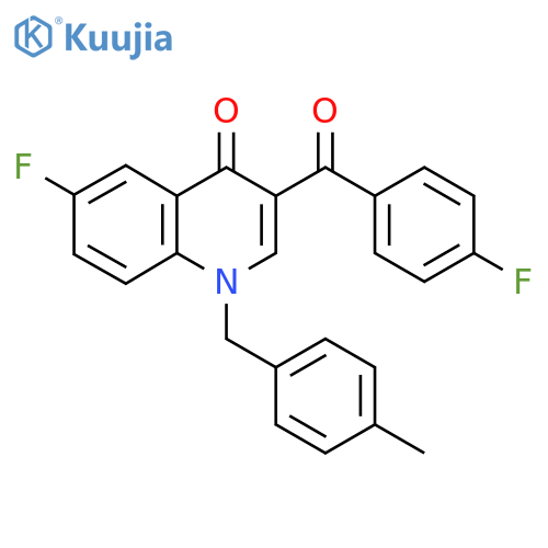 6-fluoro-3-(4-fluorobenzoyl)-1-(4-methylphenyl)methyl-1,4-dihydroquinolin-4-one structure