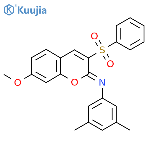(2Z)-3-(benzenesulfonyl)-N-(3,5-dimethylphenyl)-7-methoxy-2H-chromen-2-imine structure