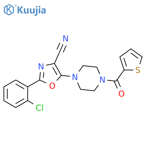 2-(2-chlorophenyl)-5-4-(thiophene-2-carbonyl)piperazin-1-yl-1,3-oxazole-4-carbonitrile structure