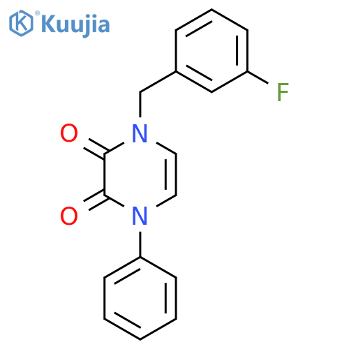 1-(3-fluorophenyl)methyl-4-phenyl-1,2,3,4-tetrahydropyrazine-2,3-dione structure