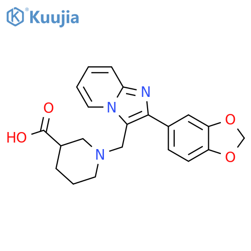 1-(2-Benzo1,3dioxol-5-yl-imidazo1,2-apyridin-3-ylmethyl)-piperidine-3-carboxylic acid structure