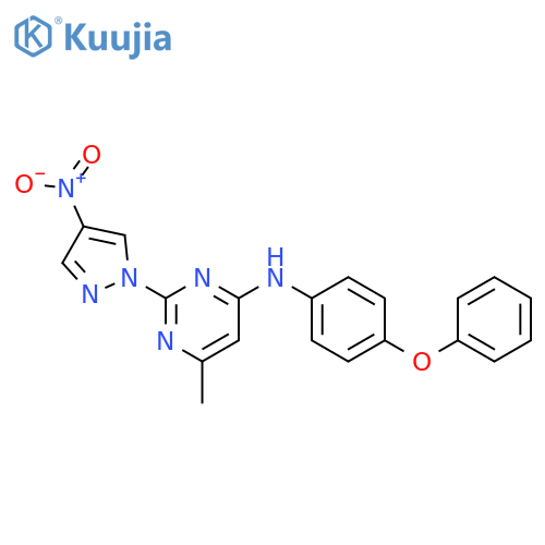 6-methyl-2-(4-nitro-1H-pyrazol-1-yl)-N-(4-phenoxyphenyl)pyrimidin-4-amine structure