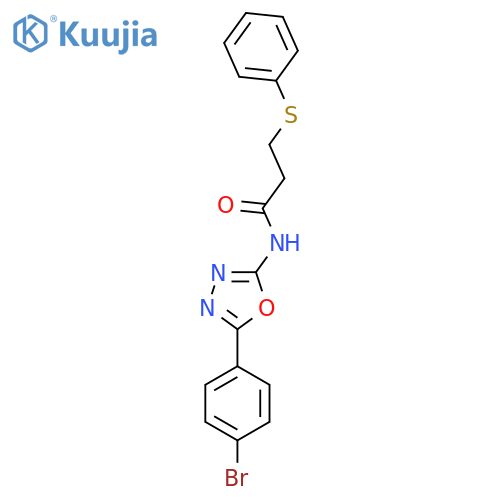 N-5-(4-bromophenyl)-1,3,4-oxadiazol-2-yl-3-(phenylsulfanyl)propanamide structure