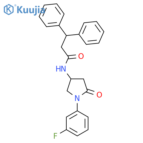 N-1-(3-fluorophenyl)-5-oxopyrrolidin-3-yl-3,3-diphenylpropanamide structure