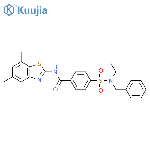 4-benzyl(ethyl)sulfamoyl-N-(5,7-dimethyl-1,3-benzothiazol-2-yl)benzamide structure