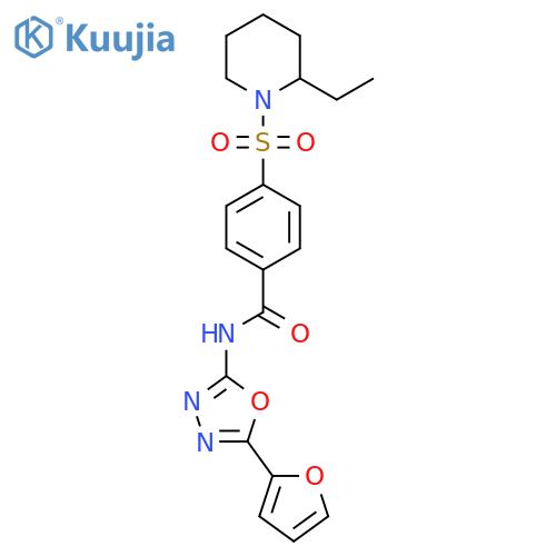 4-(2-ethylpiperidin-1-yl)sulfonyl-N-5-(furan-2-yl)-1,3,4-oxadiazol-2-ylbenzamide structure